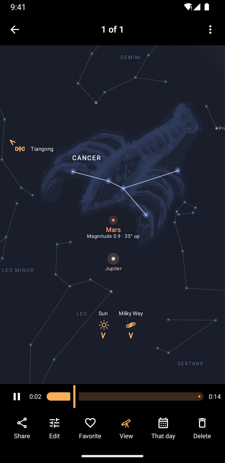 Astro mode and video in the app