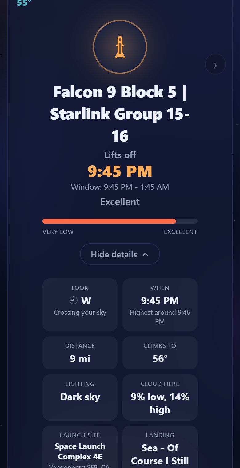 Launch details