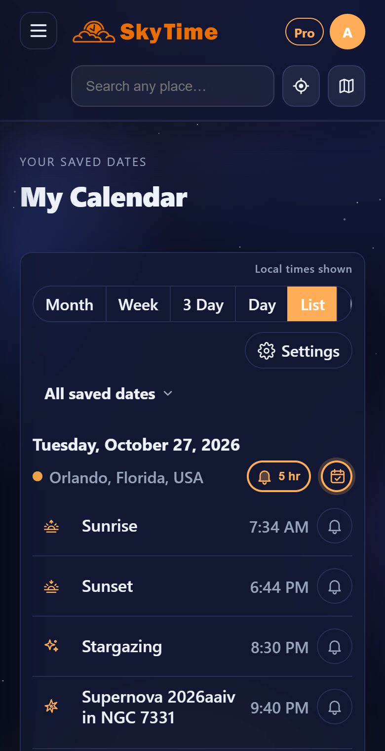 Your sky, on your calendar